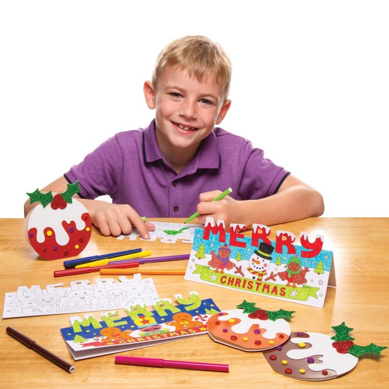 Baker Ross AT301 Christmas Colour in Pop-Up Card, Festive Arts