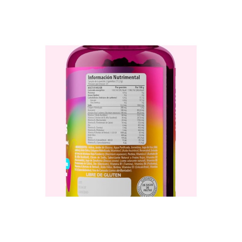 solanum Belabear Women's Multivitamin Resveratrol, Cranberry, Colágeno y Ácido Fólico