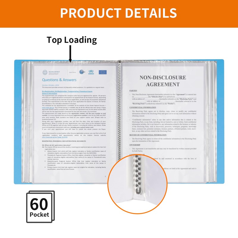 Eagle A4 Presentation Display Book 60 Clear Pockets (Blue)