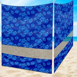 Sunnymove 2 Pcs 6x6 Inch Beach Cabana Sidewall with Sand Pockets, Waterproof Portable Beach Shelter, Easy to Set up Canopy, Shade with UPF 50+ UV Protection for Kids Family Friends(Coral Tropical)