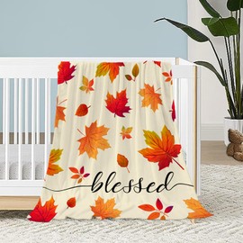 Neatee Living Fall Decorative Throw Blanket Small Baby Pet Blanket Thanksgiving Autumn Maple Leaf Blanket for Toddler Infant Crib Lightweight Fuzzy Soft Plush Fleece Blankets and Throws 30x40