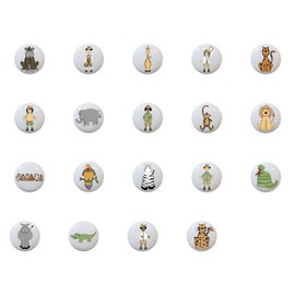 Jungle Safari Cute Wild Life - DECORATIVE Ceramic Dresser Drawer PULLS Cabinet Cupboard KNOBS (Complete Set of All 19)
