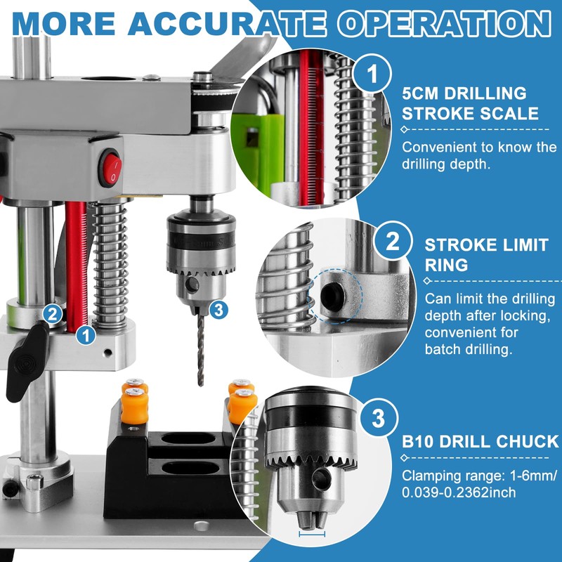 MXBAOHENG Mini Desktop Drill Press 7-speed Micro Drill Press with