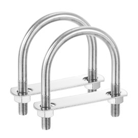 PATIKIL Round U-Bolts, 2 Pcs 2.48"(63mm) Inner Width 97mm Length M10 with Nut Plate Washer 304 Stainless Steel Round Bend U-Bolts for Boat Trailer Axle Sailboat