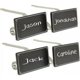 Haute Decor The Original Mantle Clips Stocking Holders with Chalkboard Icons 4-Pack (Silver)