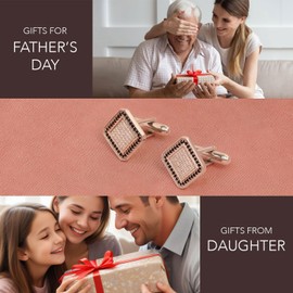 LeCalla Men's 925 Sterling Silver Square Cufflinks with Micro Pave Set White CZ Cufflinks for Dad Father Grand-Father