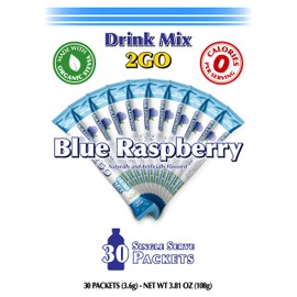 GramZero 2GO Sticks - Blue Raspberry, Zero Calorie Sugar Free Drink Mix, Stevia Sweetened, Great For Nutrition Club Loaded Tea To Go Kits