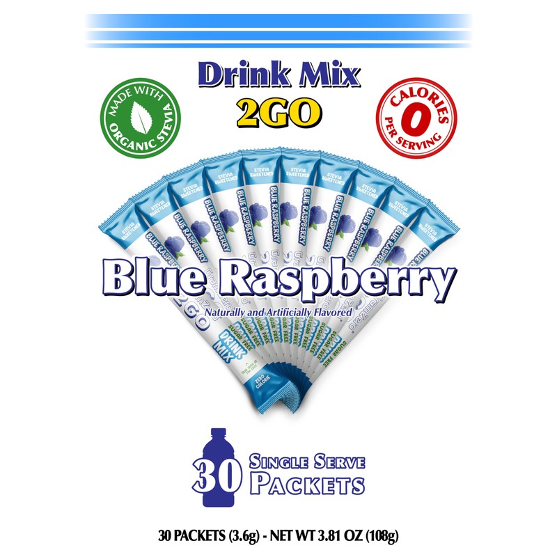 GramZero 2GO Sticks - Blue Raspberry, Zero Calorie Sugar Free