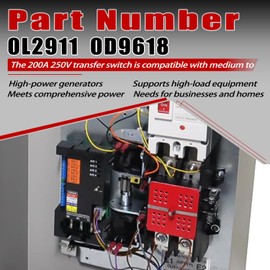 0L2911 200A Automatic Transfer Switch with Handle Compatible with Generac 200 Amp 2P 250V Generator Automatic Transfer Switch Assembly 0D9618