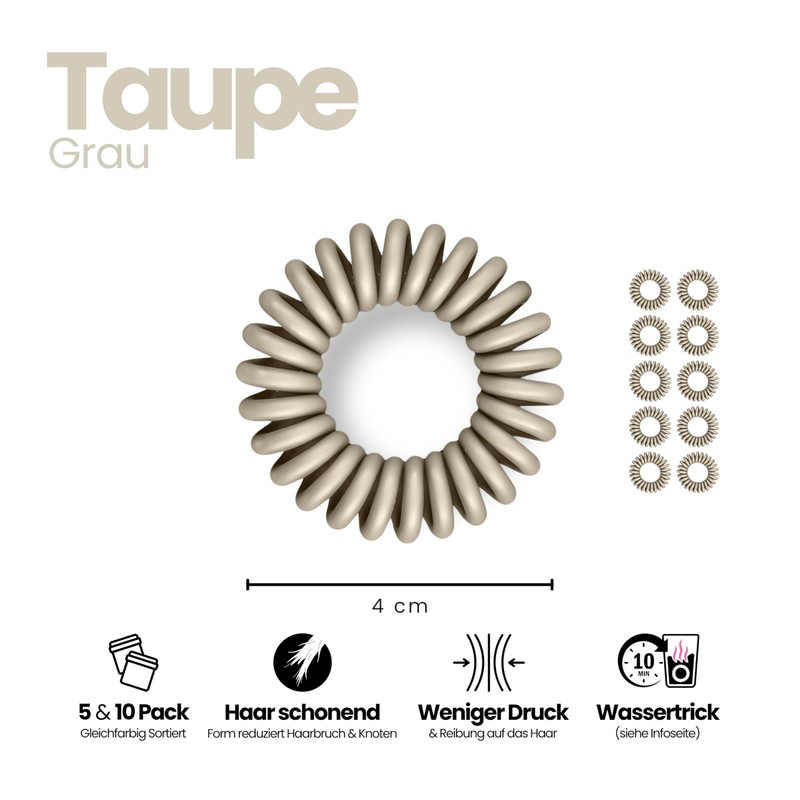 Specora Spiral Hair Scrunchies Taupe Pack of 10 - 4