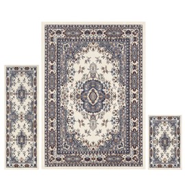 Home Dynamix Ariana Ksara Traditional Medallion 3-Piece Area Rug Set, Ivory/Blue