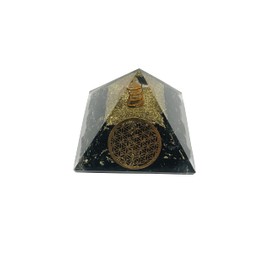 Black Tourmaline Flower Orgone Pyramid orgonite Pyramids/Crystal Chakra Energy Generator Natural Crystal Stone for Stress Relives Healing Crystal Meditation