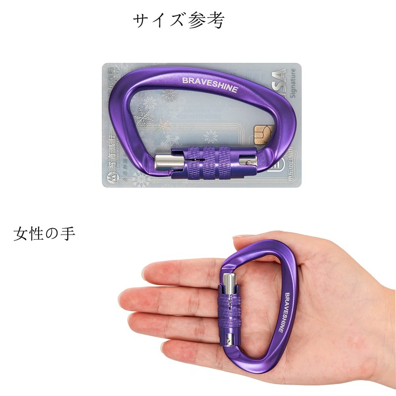 Carabiner 12KN Auto-Lock BRAVESHINE Load Capacity 2,645 lbs (1,200 kg)