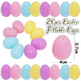 24Pcs Empty Plastic Eggs 5.7cm, Mini Novelty Toys, Easter Eggs Hunt Game, Fill With Candy, Easter Games Surprise Eggs, Theme Party Decorations Fake Eggs