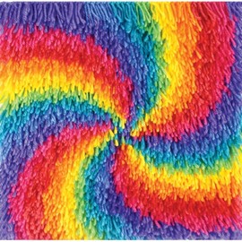 Latch Hook Rug Kits for Kids Beginner Rainbow Windmill Needle Crochet Yarn Kits Embroidery Carpet Hook and Latch Kit Mini Tapestry Christmas Home Decoration 30x30cm