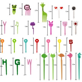 Fun Bento Picks set, 158 Pcs Animal Food Picks for Kids, Cute Cartoon Animal Fruit Food Toothpicks, Lunch Bento Box Picks for Toddler - Shapes Include Animals, Letters, Eyes, Flowers etc
