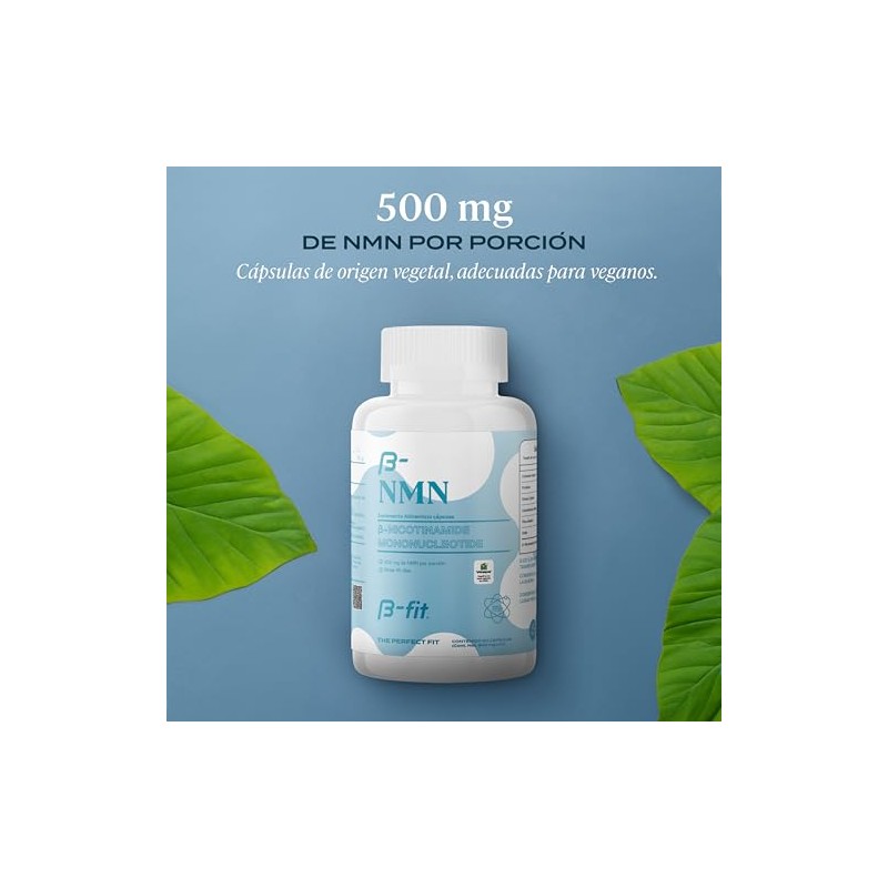 B-FIT NMN 500mg - B-Nicotinamide Mononucleotide - 90 Cápsulas Veganas