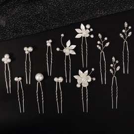 12 Pieces Bride Hair Pins Rhinestones Hair Accessories for Women Crystal Wedding Hairpiece for Bridesmaids