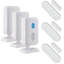 NineLeaf 3 Set Wireless Door Open Chime Operating Range - 918FT 4 Volume Levels 36 Chime Tunes LED Flashing Light -3 Magnetic Door Alarm Sensor, 3 Receiver