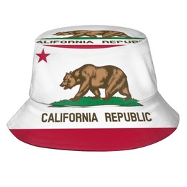 Fashion Funny California State Flag Bucket Hat for Women Men Cute Flag Hats Summer Sun Beach Fishing Cap