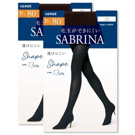 Gunze SBW27 Women's Tights, Sabrina Shape, Warm, Tightening Legs, 80 Denier, Set of 2 Pairs in Same Color, New Black