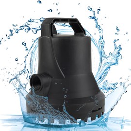 2200 GPH Automatic Pool Cover Pump Above Ground,1/4 HP Submersible Pump with 5 size adaptors, Automatic Start-stop Water Removal Pump for Pool Cover, Pool, Hot Tub, Rain Barrel, and More