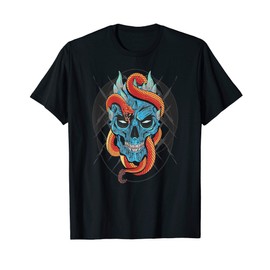 Punk Rock Skull With Snake Style Punk's Not Dead Snake Blue T-Shirt