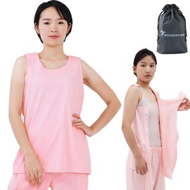 WEEOATAR Woman Post Shoulder Surgery Shirts Ostomy Clothing,Recovery Tear Away Sleeveless T-shirt,Full Open with Side Magic Stickers Dialysis Chemo Clothing Adaptive Clothing(Pink,Short,XXL)