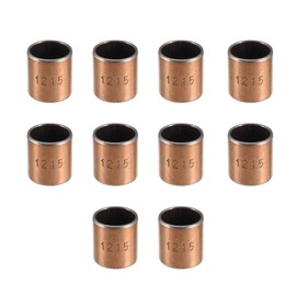 sourcing map Sleeve Bearing 12 mm Bore x 14 mm Outer Diameter x 15 mm Length Plain Bearing Wound Oil-Free Bushings Pack of 10