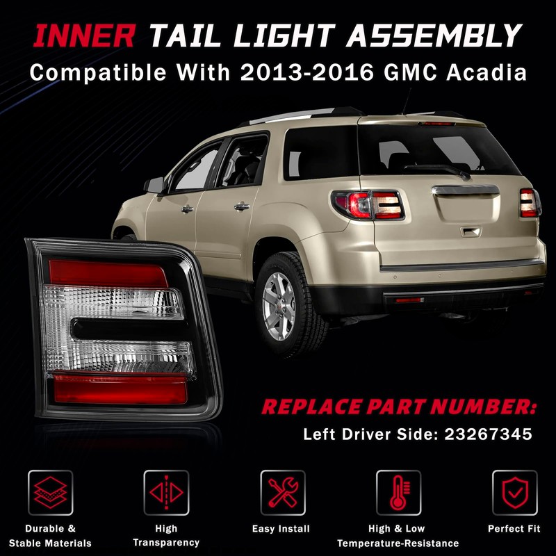 CNYGO Inner Tail Light Assembly Compatible with GMC Acadia 2013