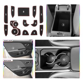 SKTU Door Slot Mat for 2025 Kia K4 Accessories Door Groove Gate Pad 14Pcs Fit for 2025+ Kia K4 (LX/LXS/EX/GT-Line/GT-Line Turbo) Door Compartment Cup Center Console Liners 2025 K4 Floor Liners (Red)