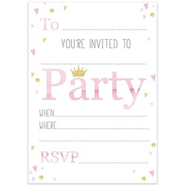 Princess Party Invitations Pink Girls Party Invites x10