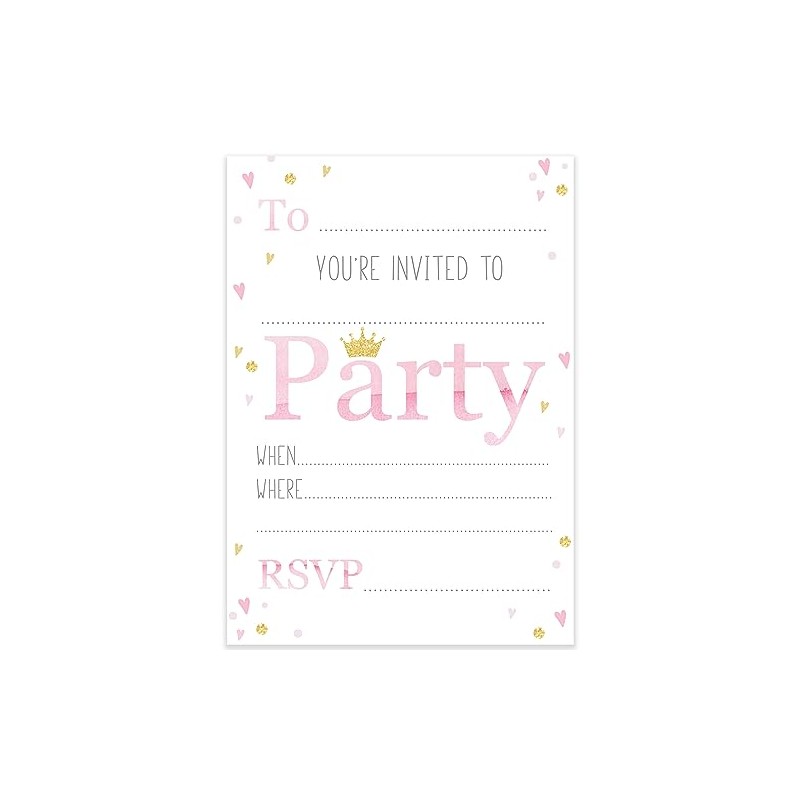Princess Party Invitations Pink Girls Party Invites x10