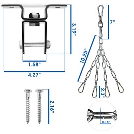 Yes4All Punching Bag Hangers, Swing Hanger For Punching Bag - Heavy Bag Hanger - Bag Chain For Boxing Stand - Indoor Outdoor Hanging, 360 Rotate Swivel,2 Screws, Heavy Bag Chain and Swivel