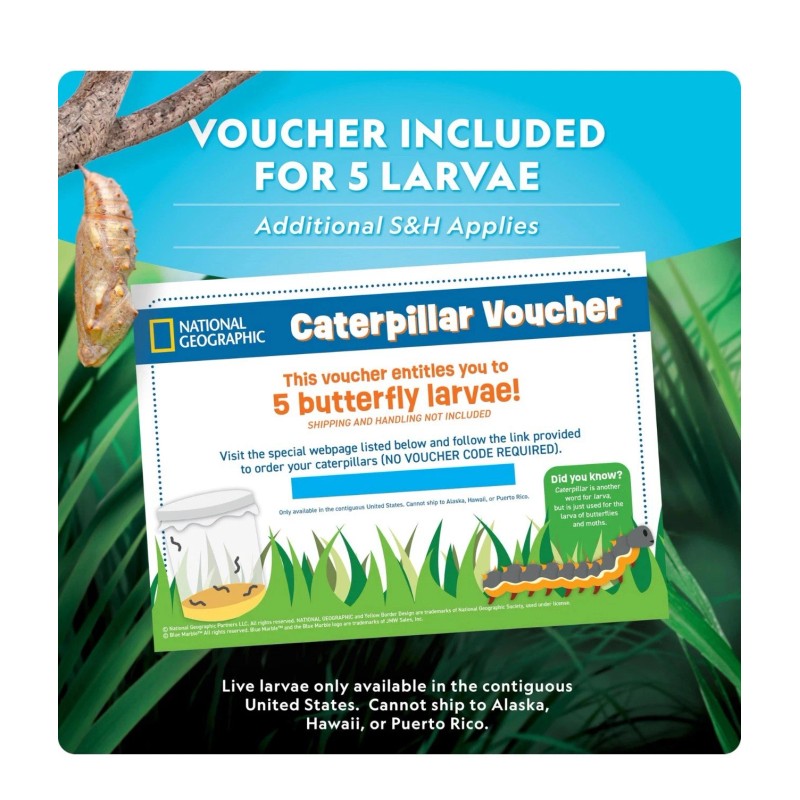 NATIONAL GEOGRAPHIC Butterfly Growing Kit - Butterfly Habitat Kit with