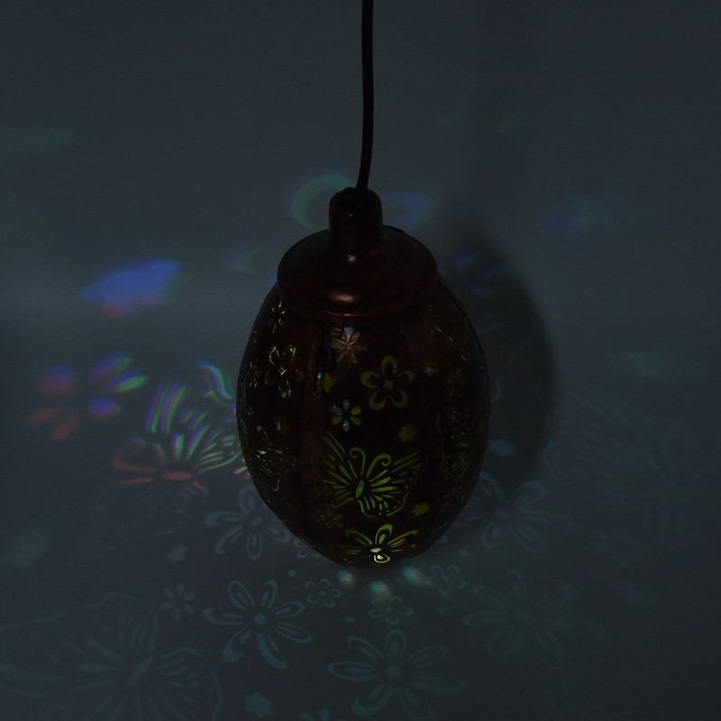Iron Hollow Water Drop Lamp Solar LED Lantern Garland Garden