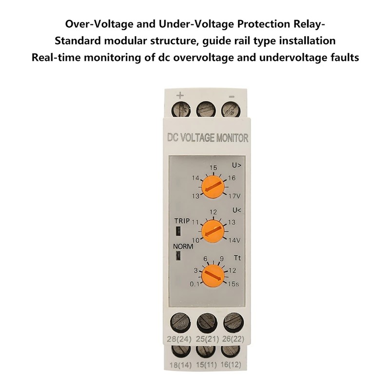Voltage Monitoring Relay Over Under Voltage Protector 35mm DIN Rail