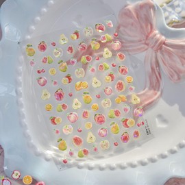 Shell Light Nail Art Stickers Fruit Party Design 5D Embossed Jelly Summer Fruit Manicure Decals Adhesive Slider for Women DIY Nail Art Decorations