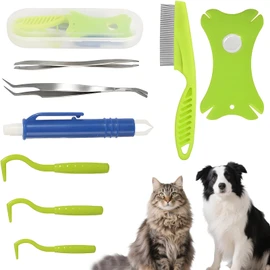 afhgdjr 9 in 1 Set Tick Tweezers, Tick Tweezers Human, Tick Card, Tick Tweezers for Dogs, Tick Sling, Suitable for Animals and People, Suitable for Dogs, Cats and Children