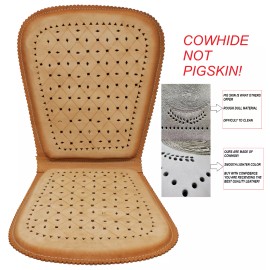 NEUTRONMOTORSPORTS Genuine COWHIDE Mexican Respaldo Leather Car Seat Cushion Square Design-TAN