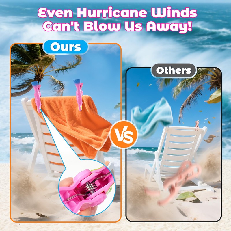 8 Pack Towel Clips for Beach Chairs, Durable and Jumbo