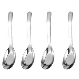 OULIGET Asian Soup Spoons Chinese Soup Spoons Stainless Steel Spoons, Thick Heavy Stainless Steel Soup Spoons Table Spoons Dinner Spoons Flat Square Spoon,Set of 4. (Flat bottom spoon)