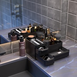 Rasydyn Mens Countertop Organizer for Cologne: Vanity Organizer With Drawers, Bathroom Counter Organizer for Razor, Shaving Lotion, Skincare, Deodorant, Perfume Perfect for Bathroom & Bedroom Storage