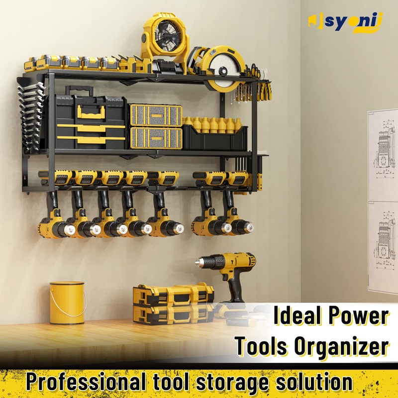 jsyonii Power Tool Organizer Wall Mount, Heavy Duty 8 Drill