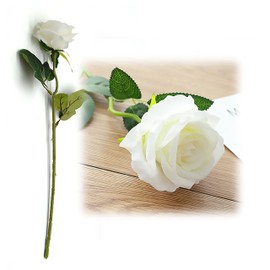 FunSpt 16" Artificial Rose High Simulation Bionic Technology Flowers Gift for Valentines Birthday Anniversary Christmas Mothers Day Thanksgiving for Mom Girlfriend Wife White 1 Pcs