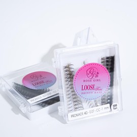 ROSE GIRL 500 Ultra Speed Promade Fans-Natural Look Handmade Volume Eyelash-Narrow Loose Eyelash 3D-16D C CC D Curl-False Lashes Extensions-Thickness 0.03~0.1mm-8~20mm Length(4D-CC-0.07 (12 mm))