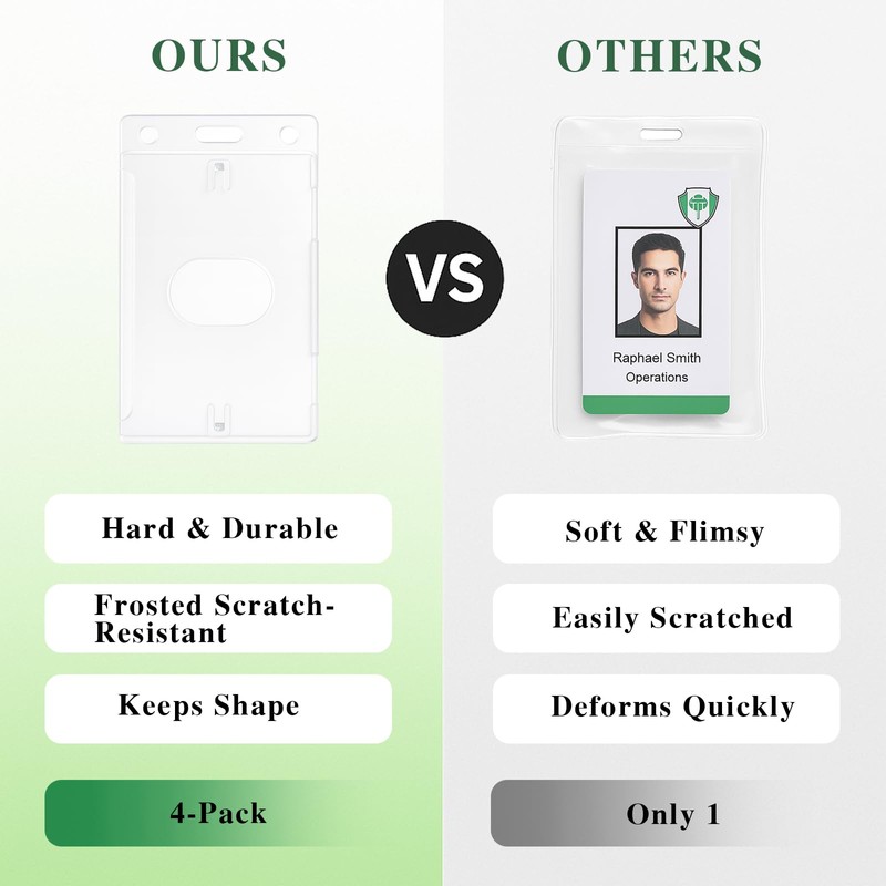 Clear Hard Plastic Vertical ID Badge Holder – Slim Double-Sided