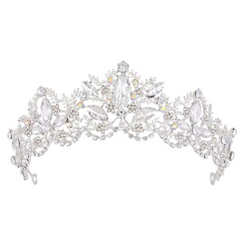 (Silver) - Tiara,Vinsco Silver Crown Baroque Vintage Retro Crystal Rhinestone Headband Headpiece Hair Jewellery Decor for Women Queen Ladies Girls Bridal Bride Bridesmaid Princess Birthday Wedding Pageant Party