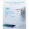 Multi Plug Adaptor with PD 20W Fast Charge USB C