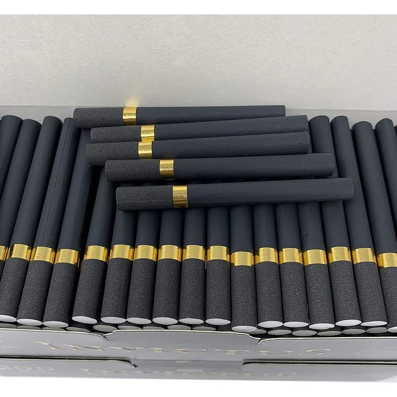 Black Empty Regular 24mm Filter Tubes with Golden Ring -